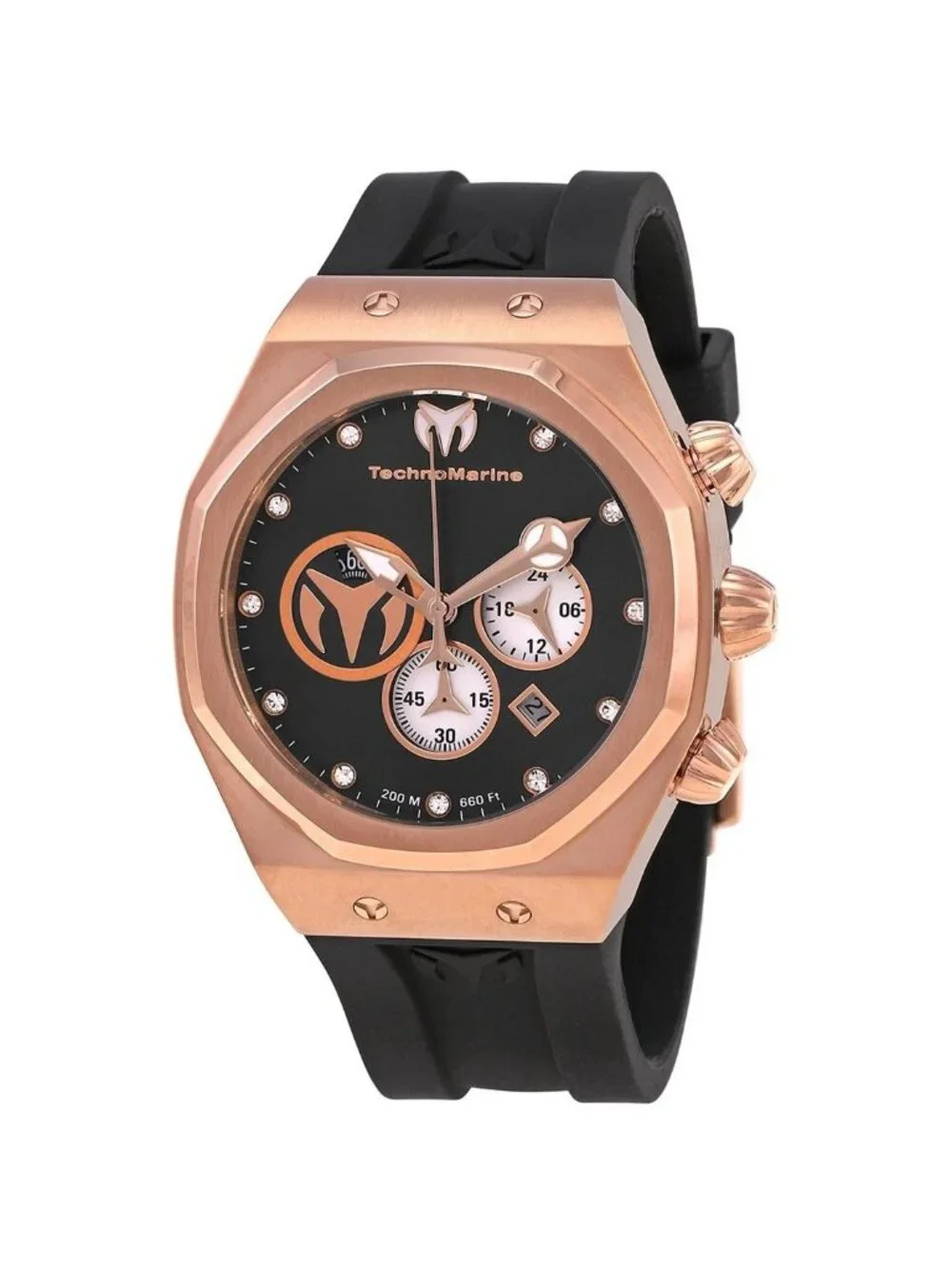 NWT Technomarine Reef Chronograph Quartz Diamond Black Dial Men's Watch